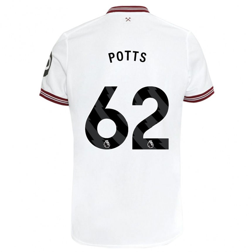 Niño Fútbol Camiseta Freddie Potts #62 Blanco 2ª Equipación 2023/24 México