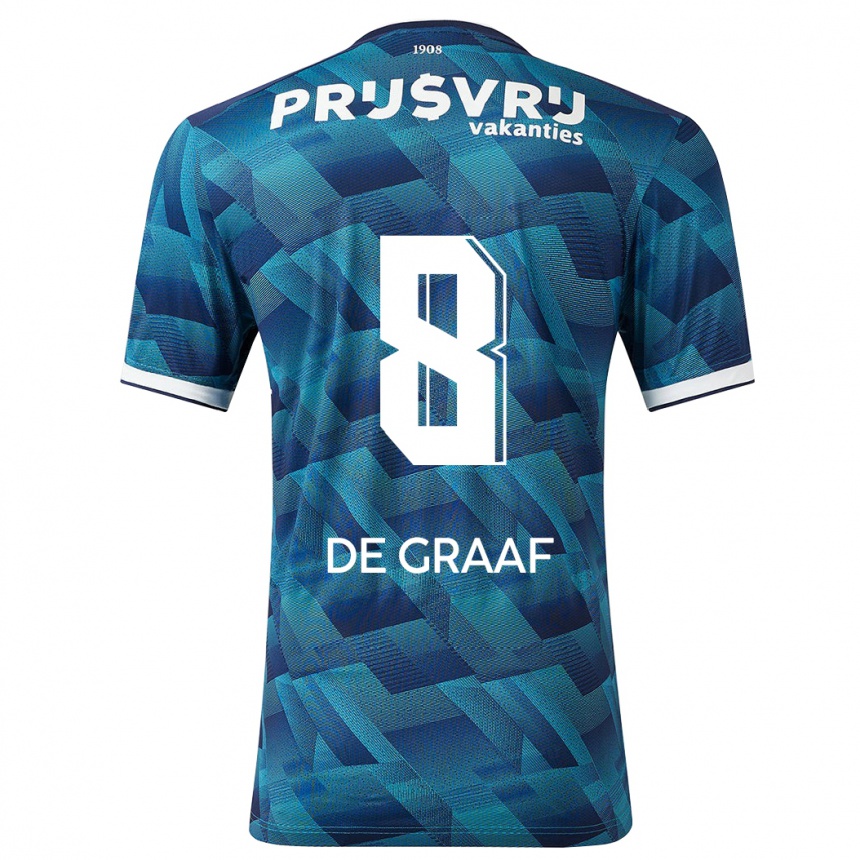 Niño Fútbol Camiseta Esmee De Graaf #8 Azul 2ª Equipación 2023/24 México