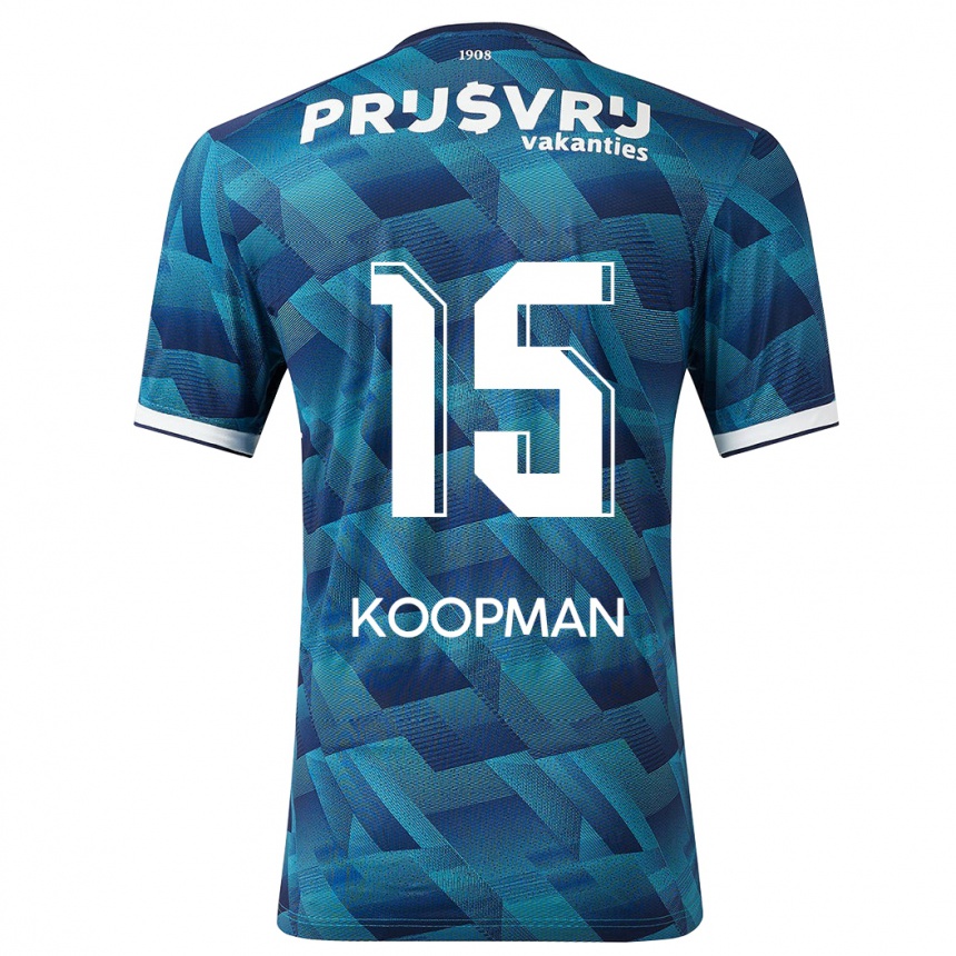 Niño Fútbol Camiseta Sanne Koopman #15 Azul 2ª Equipación 2023/24 México