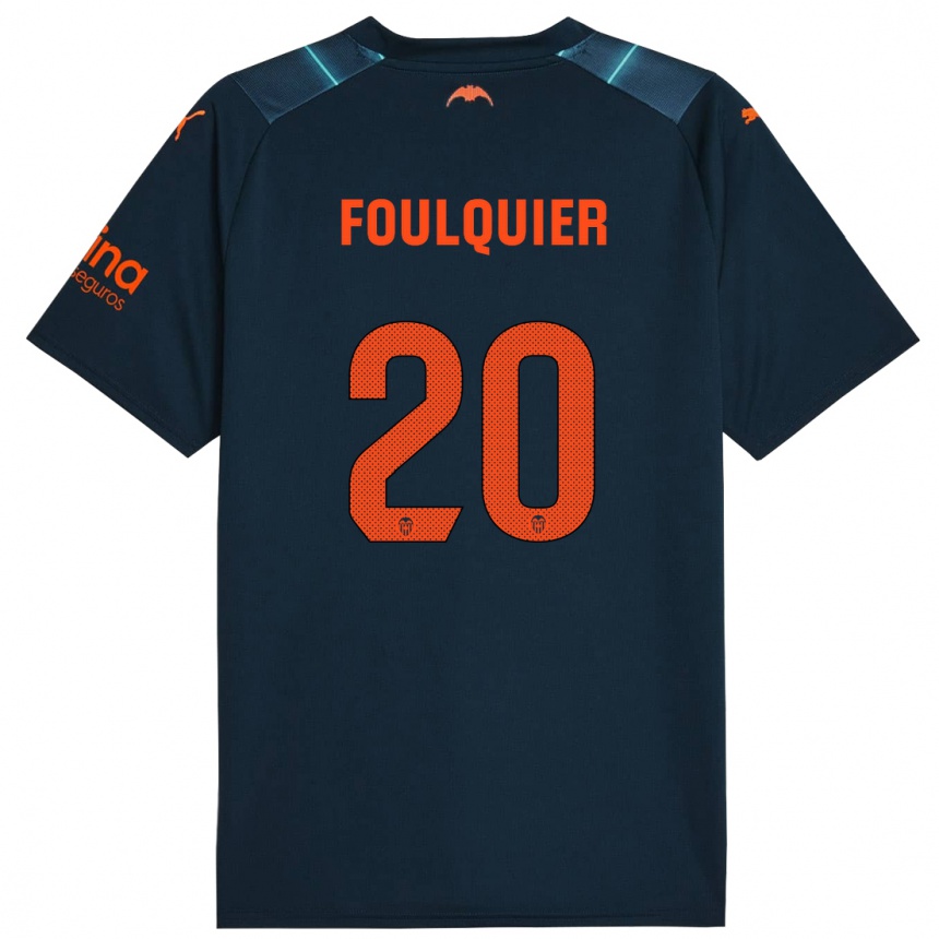 Niño Fútbol Camiseta Dimitri Foulquier #20 Azul Marino 2ª Equipación 2023/24 México