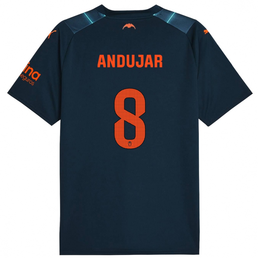 Niño Fútbol Camiseta Candela Andujar #8 Azul Marino 2ª Equipación 2023/24 México