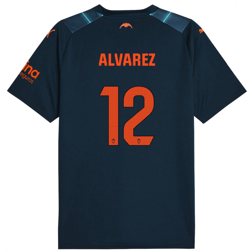 Niño Fútbol Camiseta Sofia Alvarez #12 Azul Marino 2ª Equipación 2023/24 México