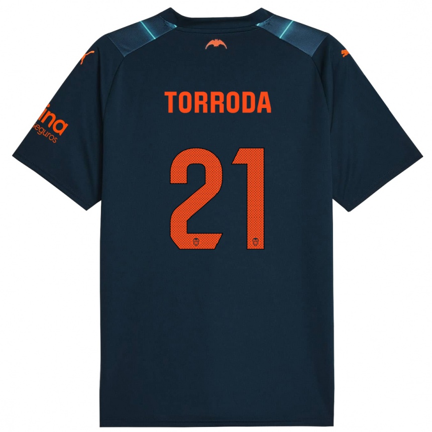 Niño Fútbol Camiseta Anna Torroda #21 Azul Marino 2ª Equipación 2023/24 México