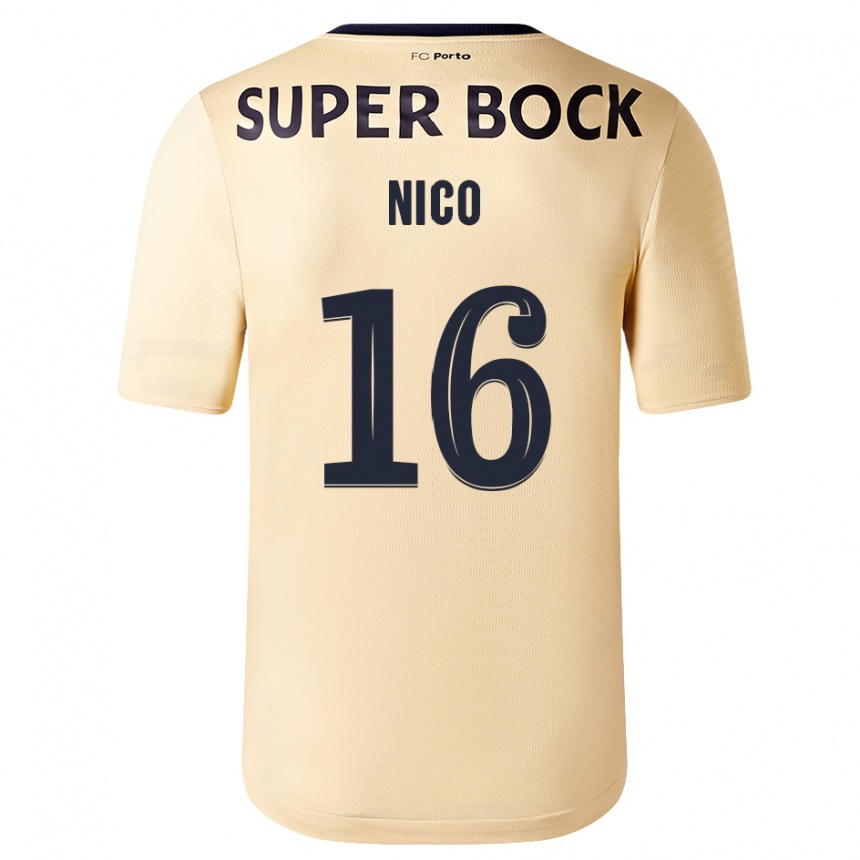 Niño Fútbol Camiseta Nico Gonzalez #16 Beige-Dorado 2ª Equipación 2023/24 México