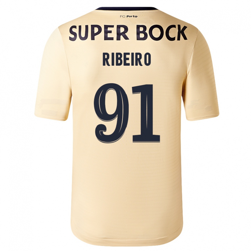 Niño Fútbol Camiseta Gonçalo Ribeiro #91 Beige-Dorado 2ª Equipación 2023/24 México