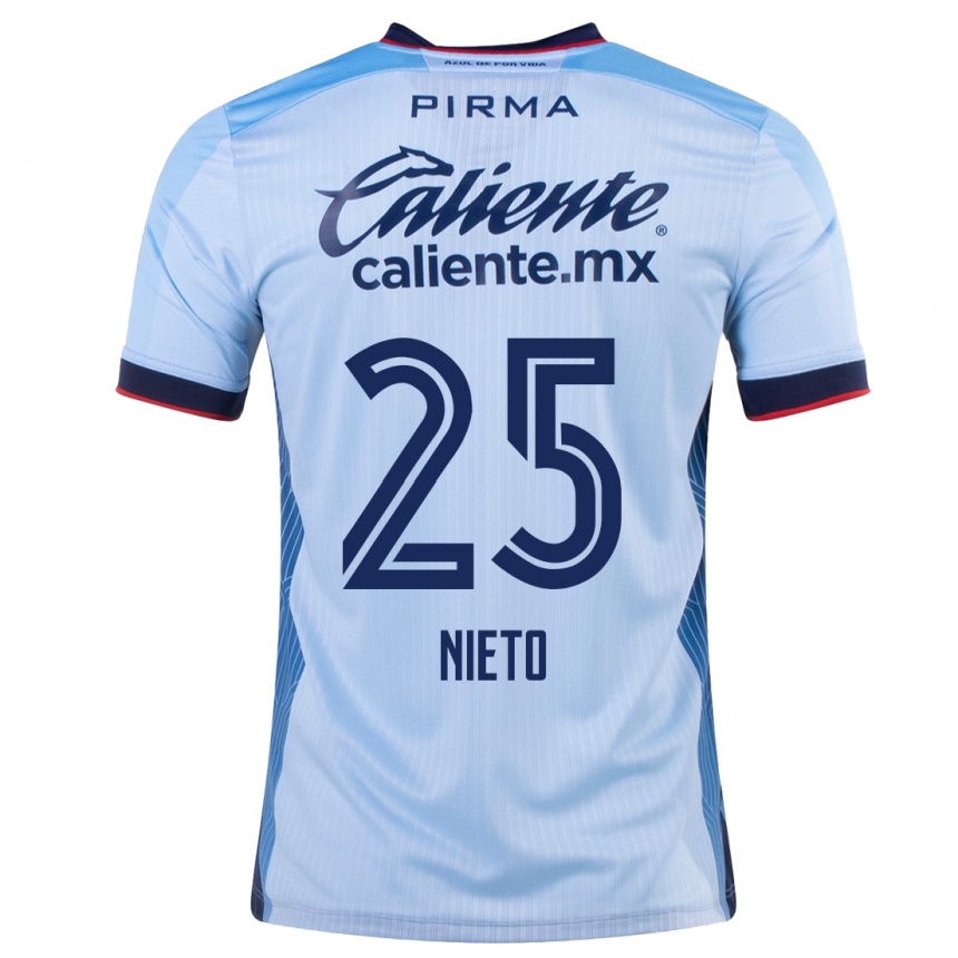 Niño Fútbol Camiseta Natsidieli Nieto #25 Cielo Azul 2ª Equipación 2023/24 México