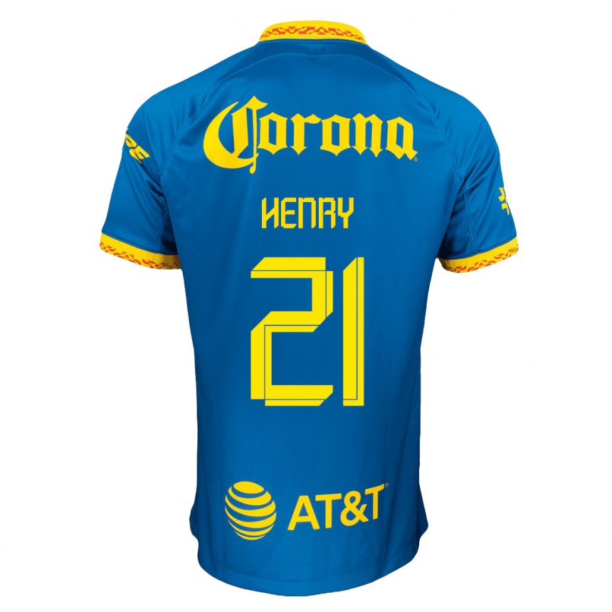 Niño Fútbol Camiseta Henry Martín #21 Azul 2ª Equipación 2023/24 México