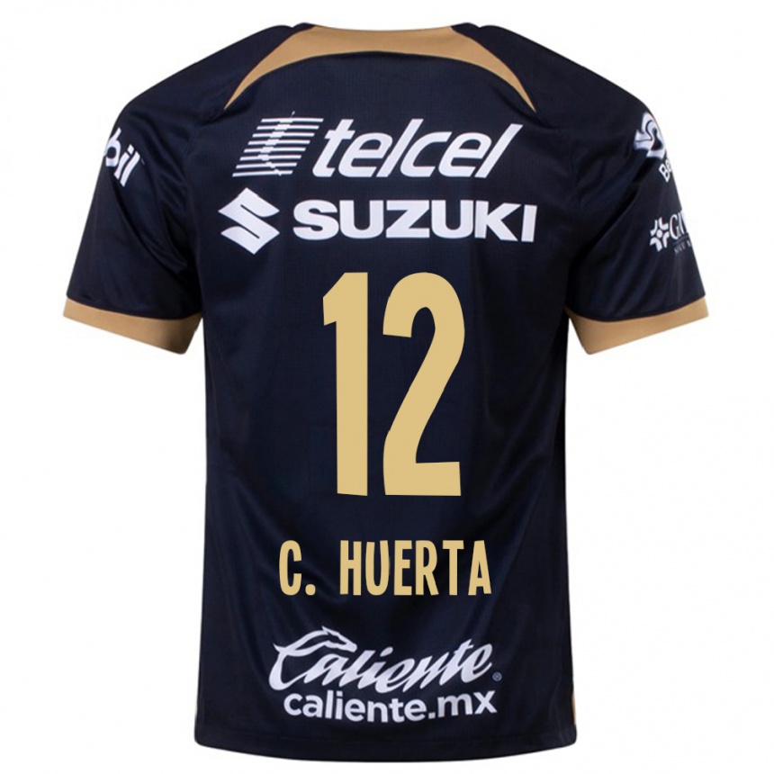 Niño Fútbol Camiseta César Huerta #12 Azul Oscuro 2ª Equipación 2023/24 México