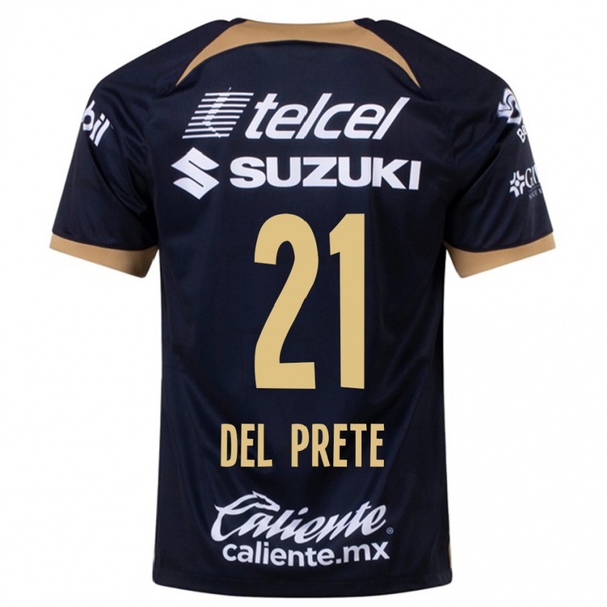 Niño Fútbol Camiseta Gustavo Del Prete #21 Azul Oscuro 2ª Equipación 2023/24 México