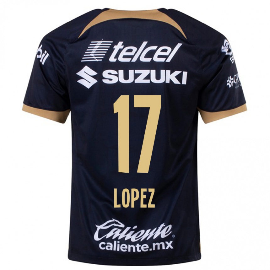 Niño Fútbol Camiseta Leonel Lopez #17 Azul Oscuro 2ª Equipación 2023/24 México