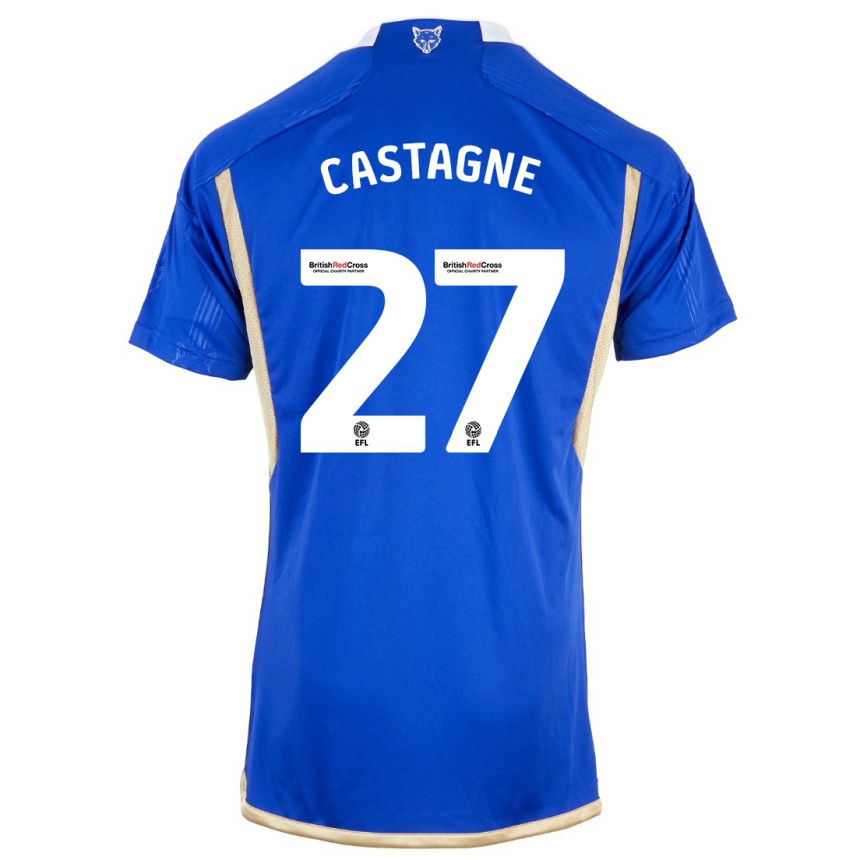 Hombre Fútbol Camiseta Timothy Castagne #27 Azul Real 1ª Equipación 2023/24 México