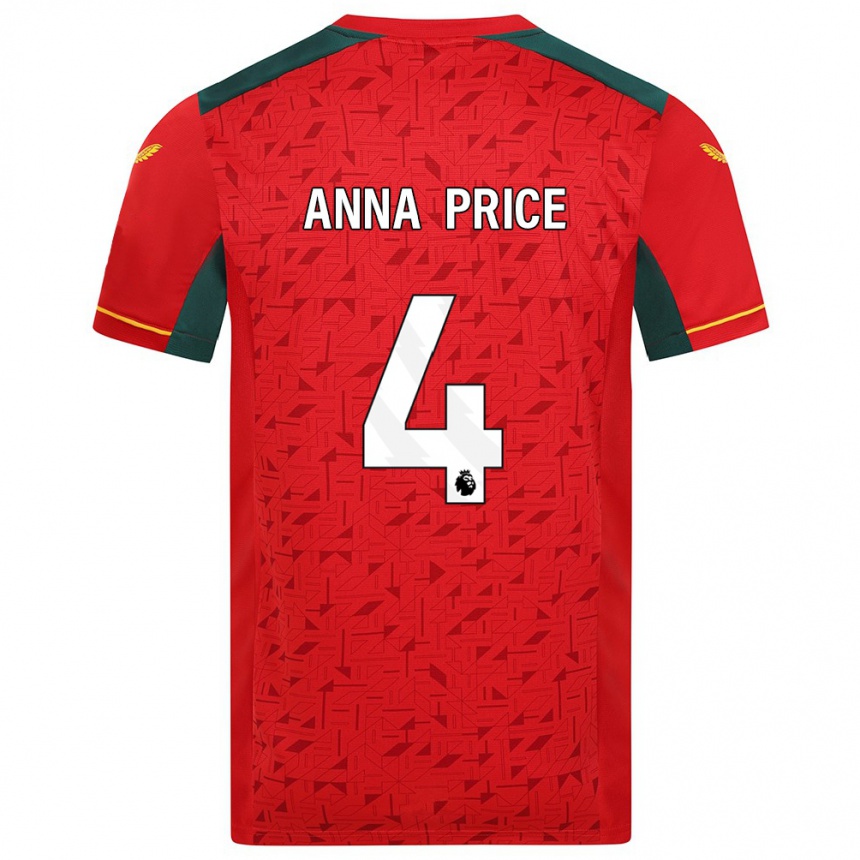 Hombre Fútbol Camiseta Anna Price #4 Rojo 2ª Equipación 2023/24 México