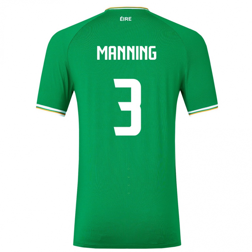 Niño Fútbol Camiseta Irlanda Ryan Manning #3 Verde 1ª Equipación 24-26 México