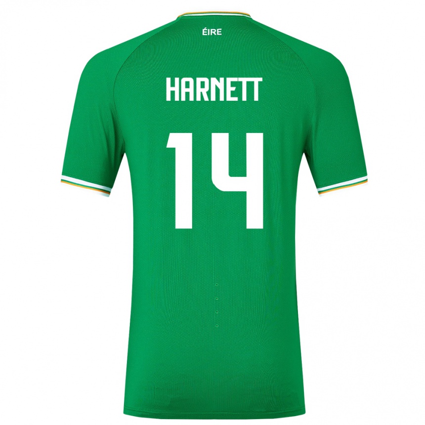 Niño Fútbol Camiseta Irlanda Kaylem Harnett #14 Verde 1ª Equipación 24-26 México