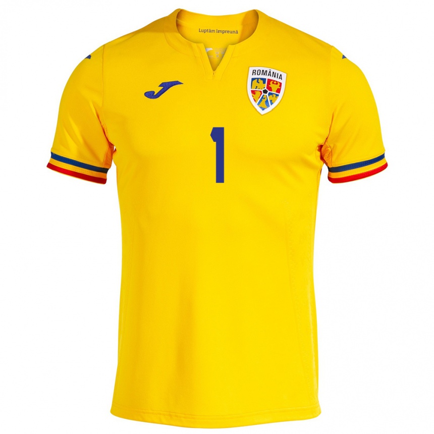 Niño Fútbol Camiseta Rumania Răzvan Sava #1 Amarillo 1ª Equipación 24-26 México