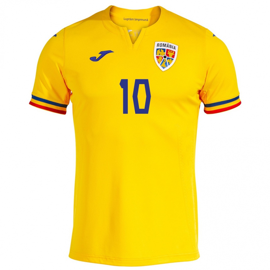 Niño Fútbol Camiseta Rumania Nicolae Stanciu #10 Amarillo 1ª Equipación 24-26 México