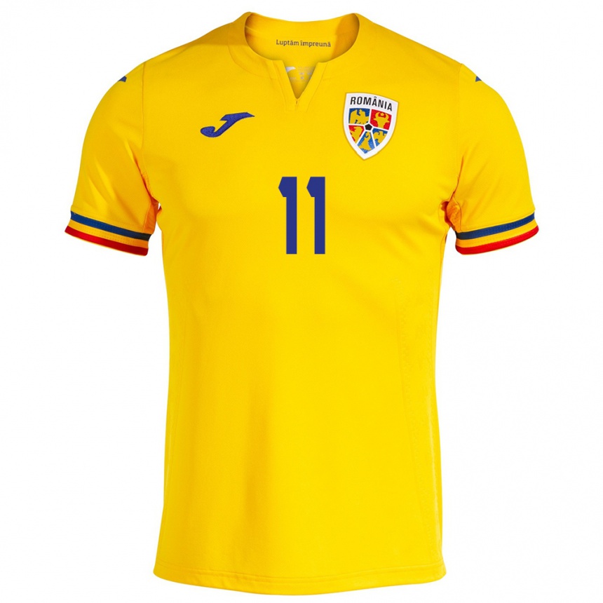 Niño Fútbol Camiseta Rumania Nicuşor Bancu #11 Amarillo 1ª Equipación 24-26 México