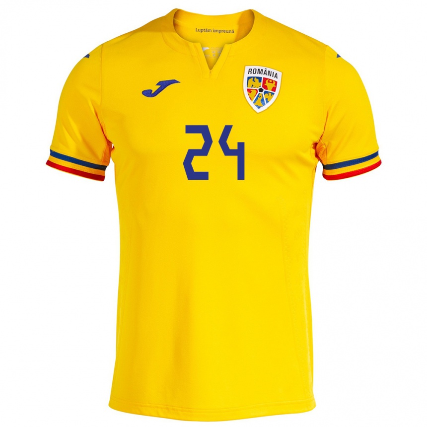 Niño Fútbol Camiseta Rumania Botond Gergely #24 Amarillo 1ª Equipación 24-26 México