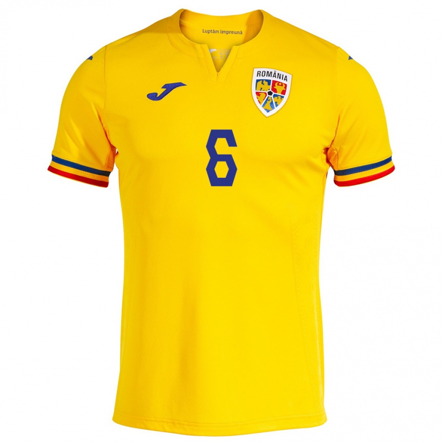 Niño Fútbol Camiseta Rumania Matei Ilie #6 Amarillo 1ª Equipación 24-26 México