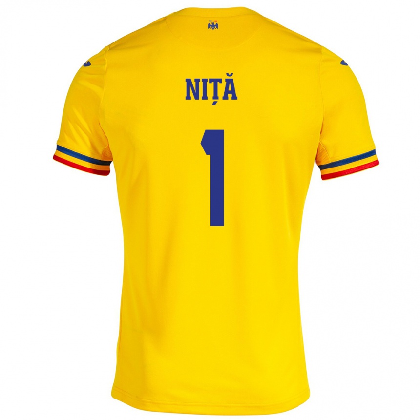 Niño Fútbol Camiseta Rumania Florin Niță #1 Amarillo 1ª Equipación 24-26 México