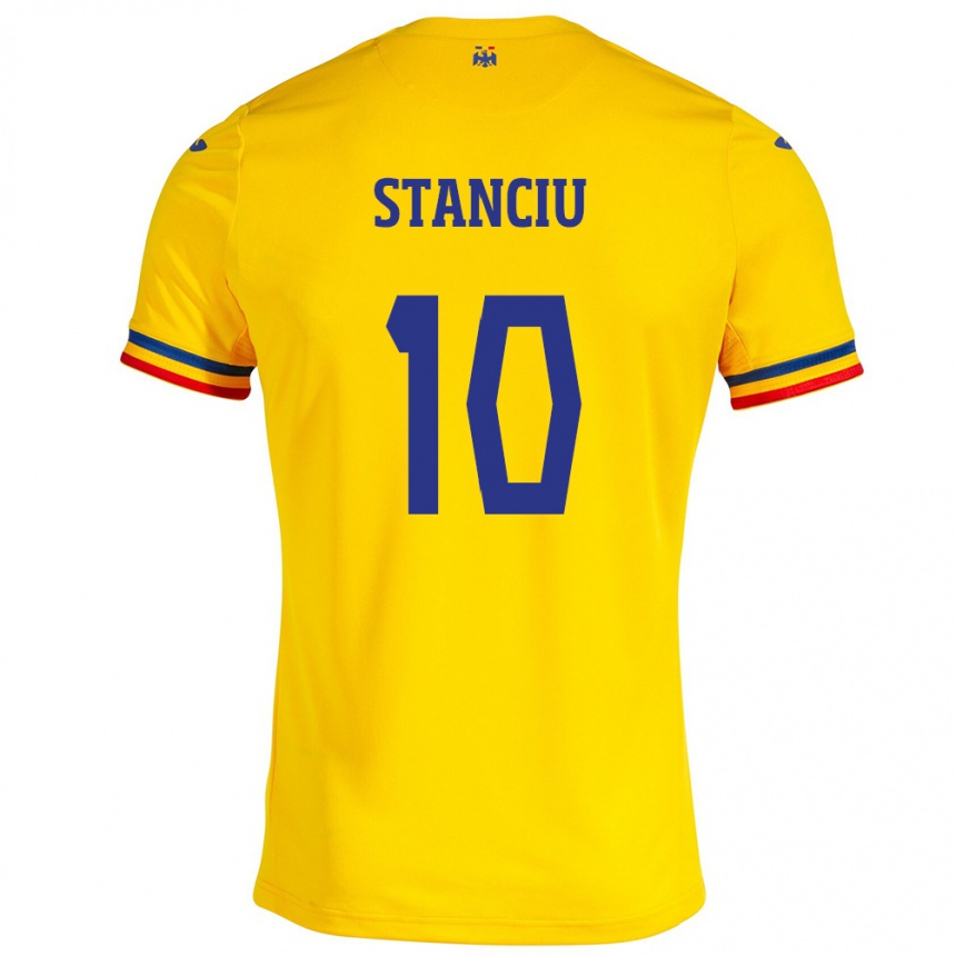 Niño Fútbol Camiseta Rumania Nicolae Stanciu #10 Amarillo 1ª Equipación 24-26 México