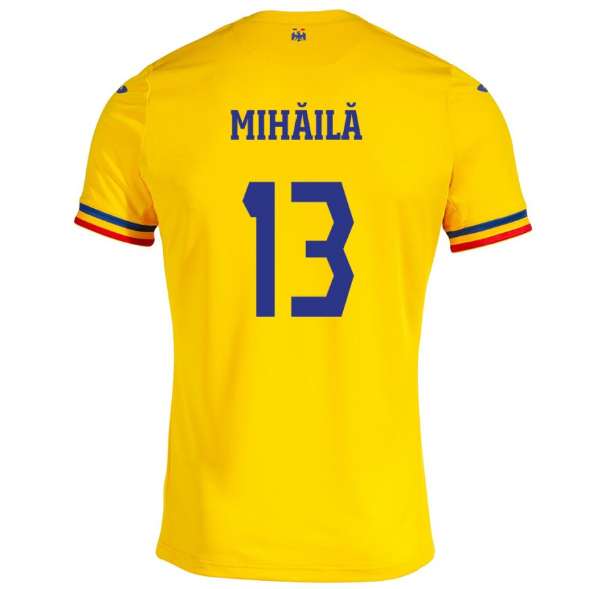 Niño Fútbol Camiseta Rumania Valentin Mihăilă #13 Amarillo 1ª Equipación 24-26 México