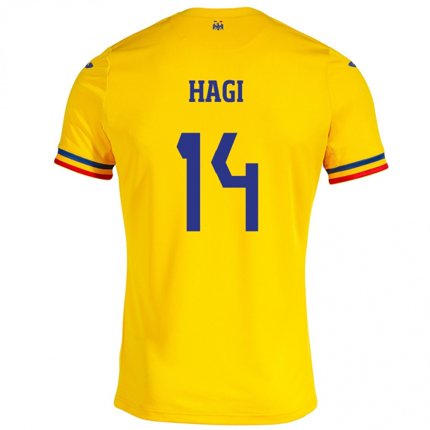 Niño Fútbol Camiseta Rumania Ianis Hagi #14 Amarillo 1ª Equipación 24-26 México