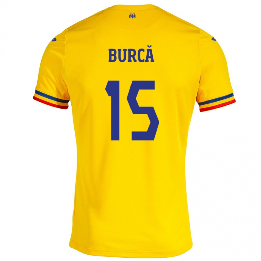 Niño Fútbol Camiseta Rumania Andrei Burcă #15 Amarillo 1ª Equipación 24-26 México