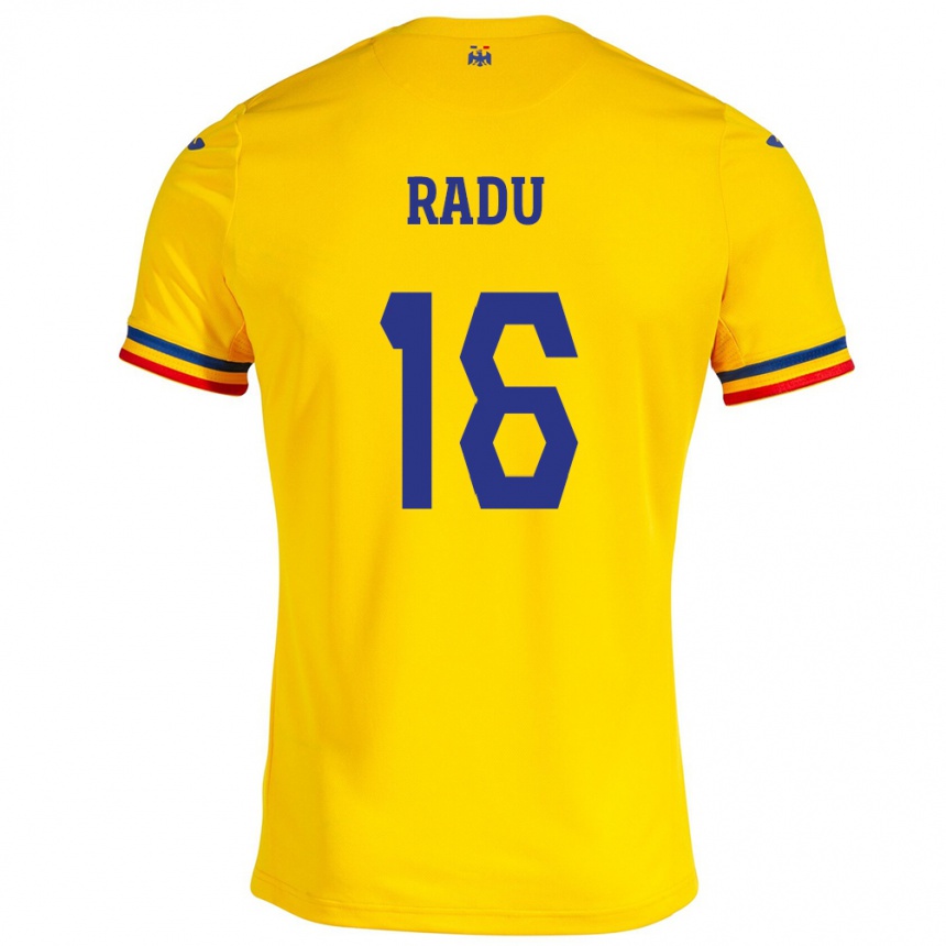 Niño Fútbol Camiseta Rumania Andrei Radu #16 Amarillo 1ª Equipación 24-26 México