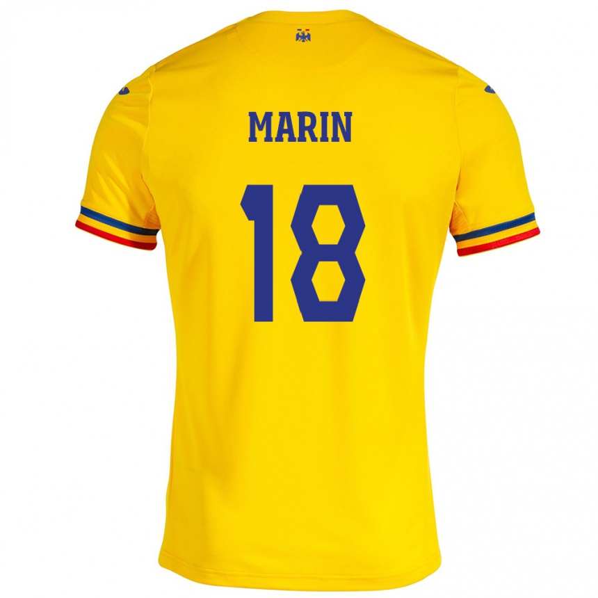 Niño Fútbol Camiseta Rumania Răzvan Marin #18 Amarillo 1ª Equipación 24-26 México