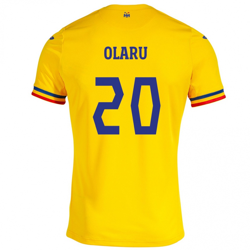 Niño Fútbol Camiseta Rumania Darius Olaru #20 Amarillo 1ª Equipación 24-26 México