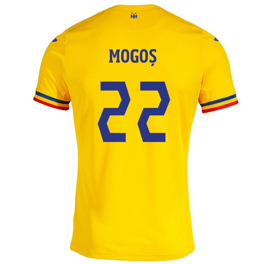 Niño Fútbol Camiseta Rumania Vasile Mogoș #22 Amarillo 1ª Equipación 24-26 México