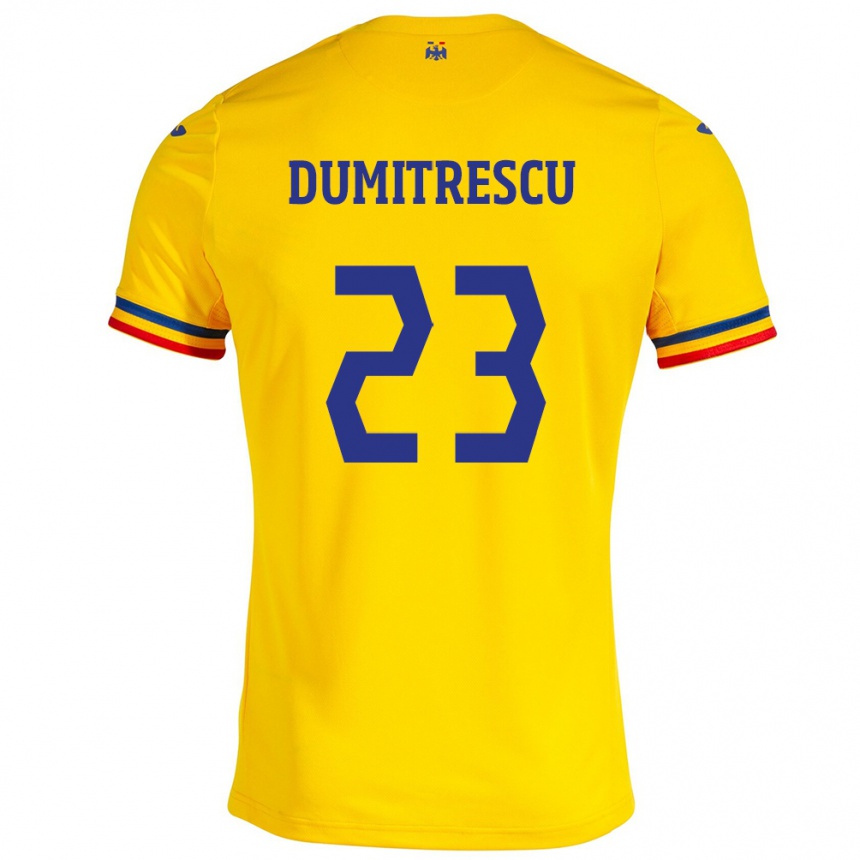 Niño Fútbol Camiseta Rumania Andres Dumitrescu #23 Amarillo 1ª Equipación 24-26 México