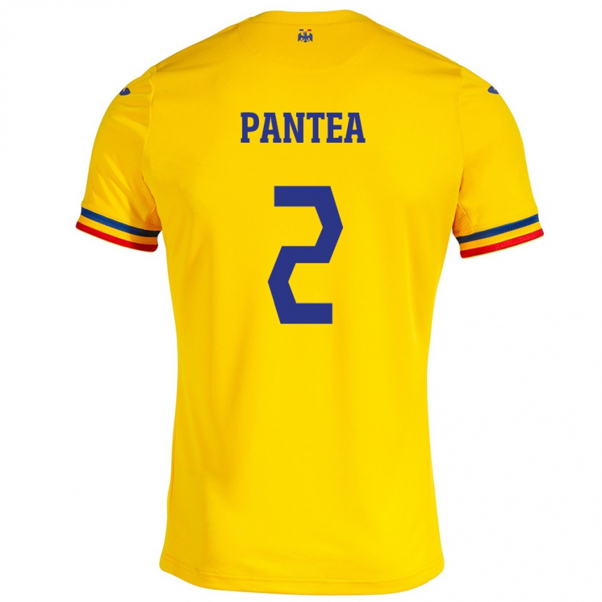 Niño Fútbol Camiseta Rumania Alexandru Pantea #2 Amarillo 1ª Equipación 24-26 México