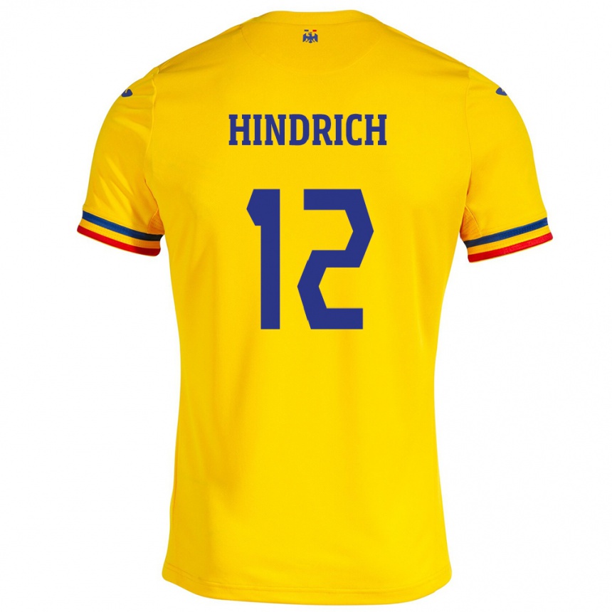 Niño Fútbol Camiseta Rumania Otto Hindrich #12 Amarillo 1ª Equipación 24-26 México