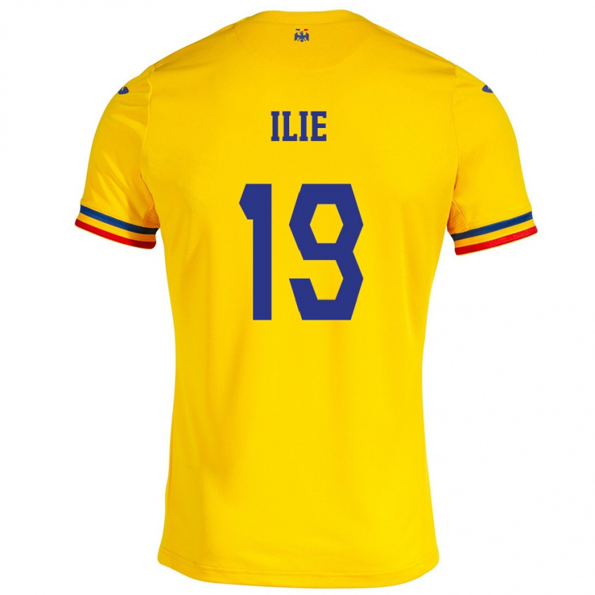 Niño Fútbol Camiseta Rumania Rareș Ilie #19 Amarillo 1ª Equipación 24-26 México