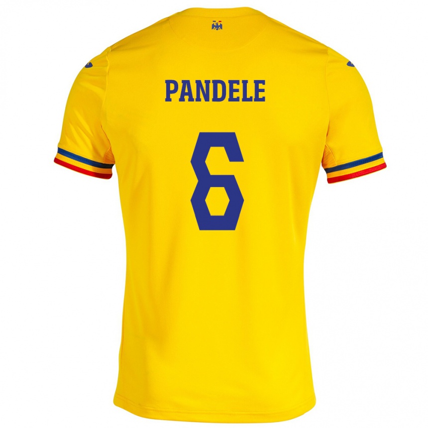 Niño Fútbol Camiseta Rumania Andrei Pandele #6 Amarillo 1ª Equipación 24-26 México