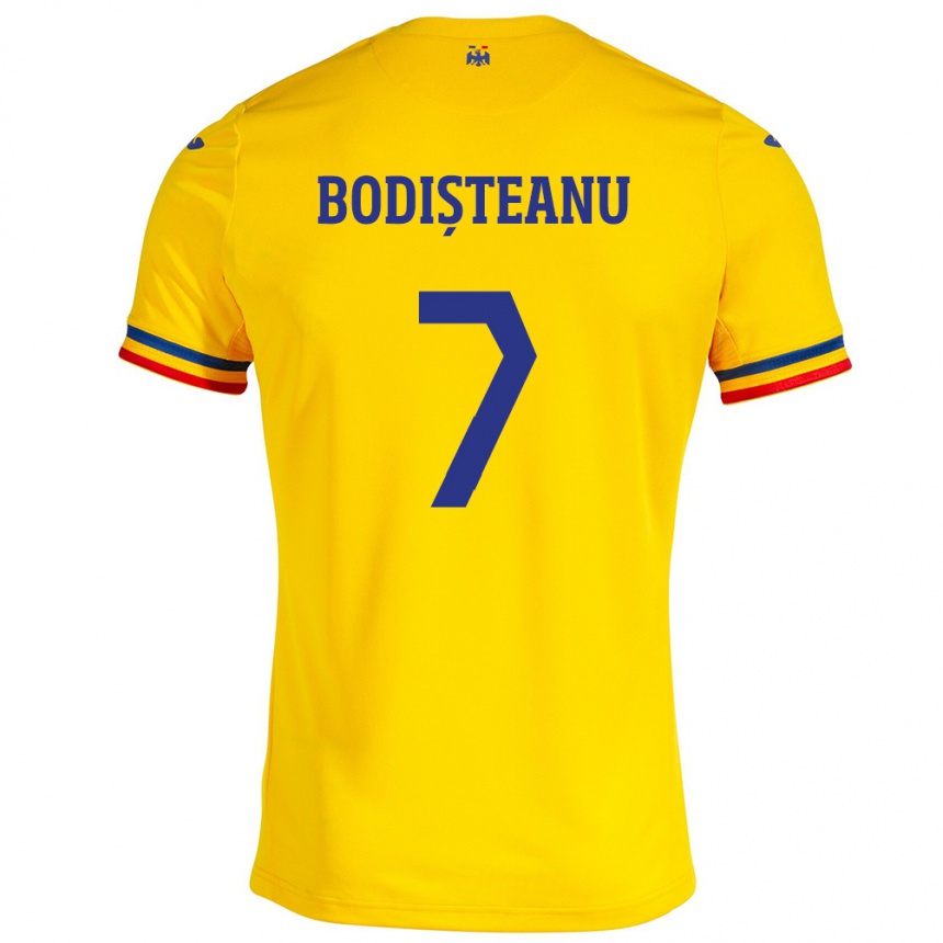 Niño Fútbol Camiseta Rumania Ștefan Bodișteanu #7 Amarillo 1ª Equipación 24-26 México