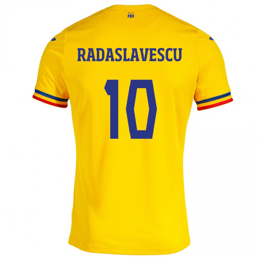 Niño Fútbol Camiseta Rumania Eduard Radaslavescu #10 Amarillo 1ª Equipación 24-26 México