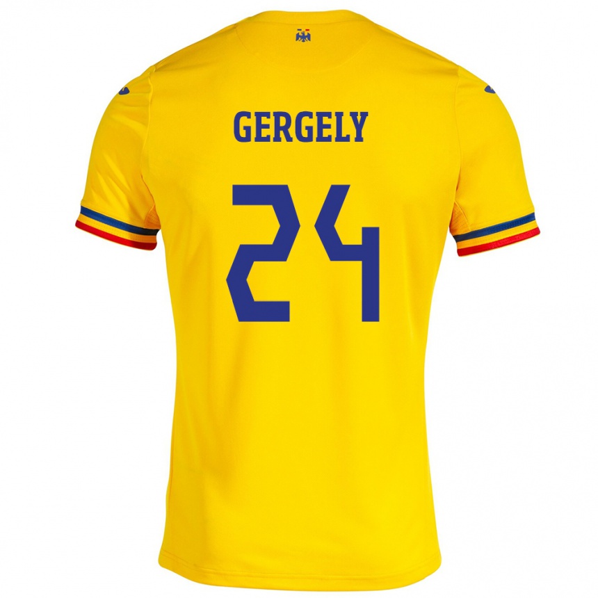 Niño Fútbol Camiseta Rumania Botond Gergely #24 Amarillo 1ª Equipación 24-26 México