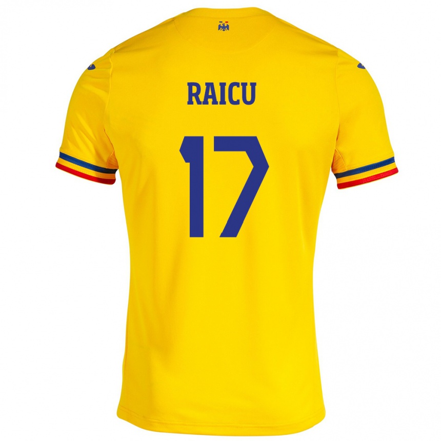 Niño Fútbol Camiseta Rumania Alin Raicu #17 Amarillo 1ª Equipación 24-26 México