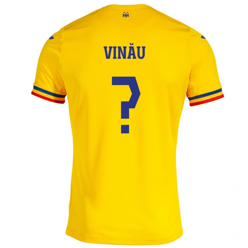 Niño Fútbol Camiseta Rumania Eric Vînău #0 Amarillo 1ª Equipación 24-26 México