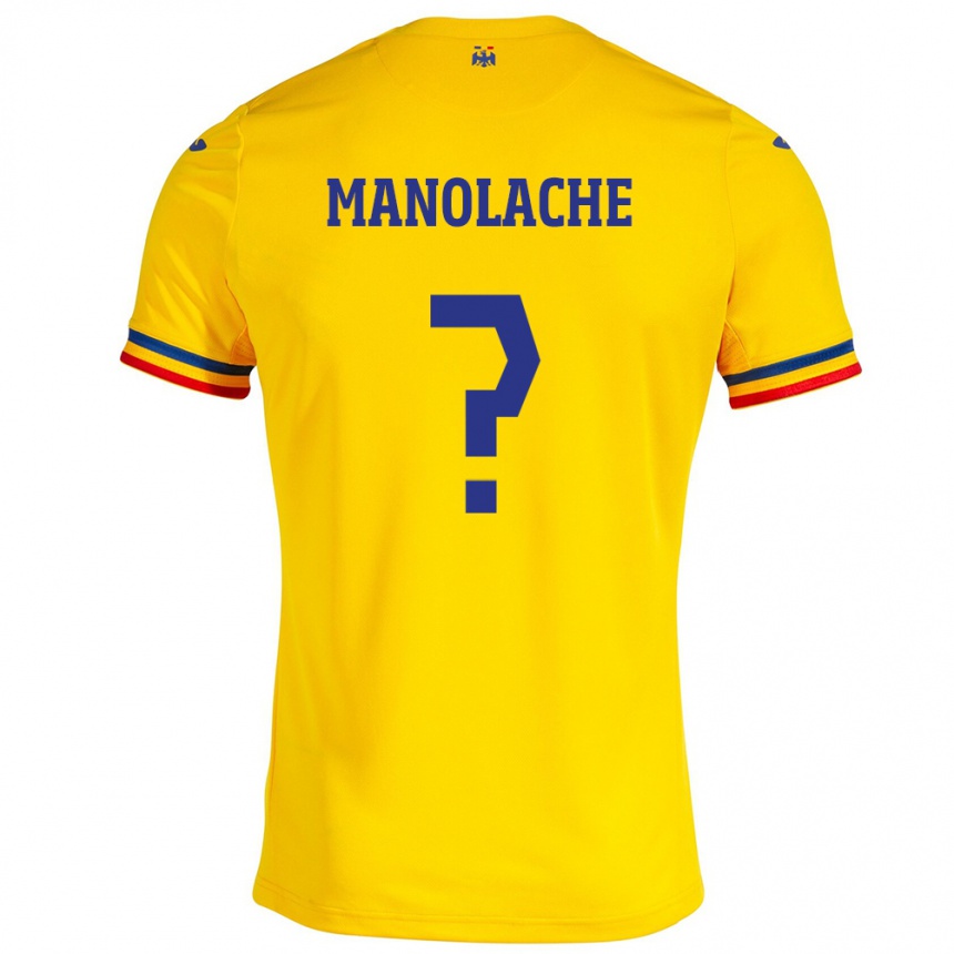 Niño Fútbol Camiseta Rumania Luca Manolache #0 Amarillo 1ª Equipación 24-26 México