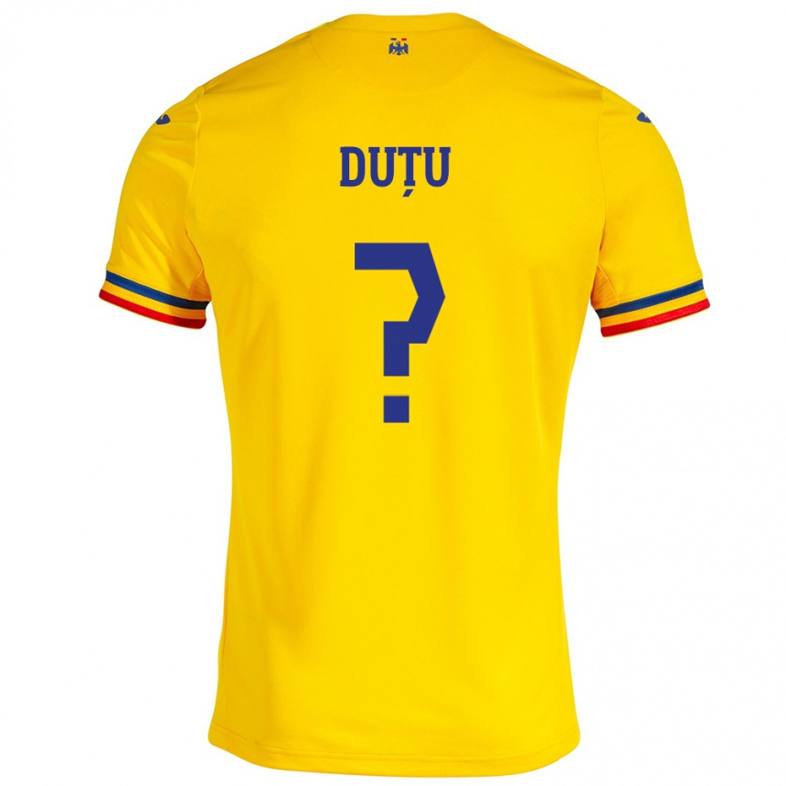 Niño Fútbol Camiseta Rumania Matteo Duțu #0 Amarillo 1ª Equipación 24-26 México