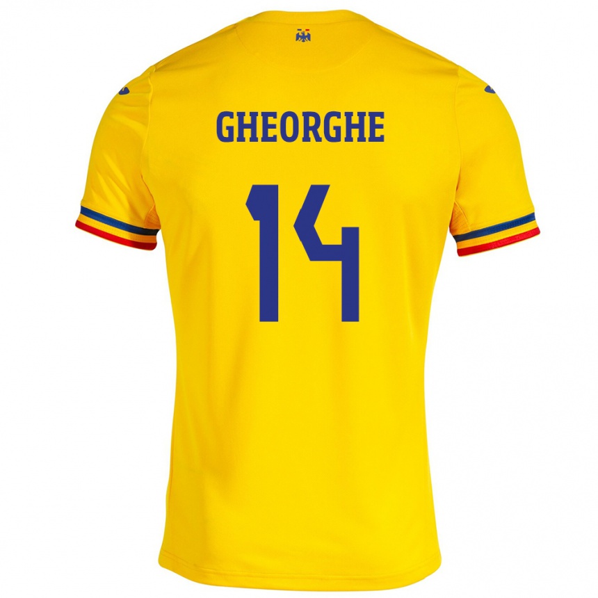 Niño Fútbol Camiseta Rumania Costyn Gheorghe #14 Amarillo 1ª Equipación 24-26 México