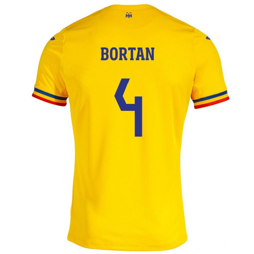 Niño Fútbol Camiseta Rumania Ioana Bortan #4 Amarillo 1ª Equipación 24-26 México