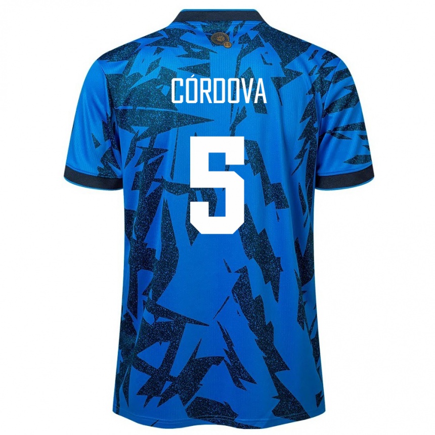 Niño Fútbol Camiseta El Salvador Edwin Córdova #5 Azul 1ª Equipación 24-26 México