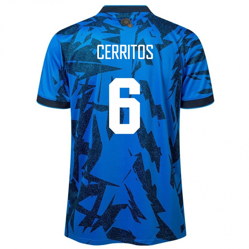 Niño Fútbol Camiseta El Salvador Mauricio Cerritos #6 Azul 1ª Equipación 24-26 México