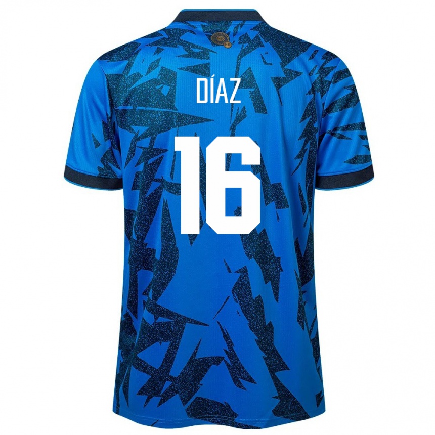 Niño Fútbol Camiseta El Salvador Wilber Díaz #16 Azul 1ª Equipación 24-26 México