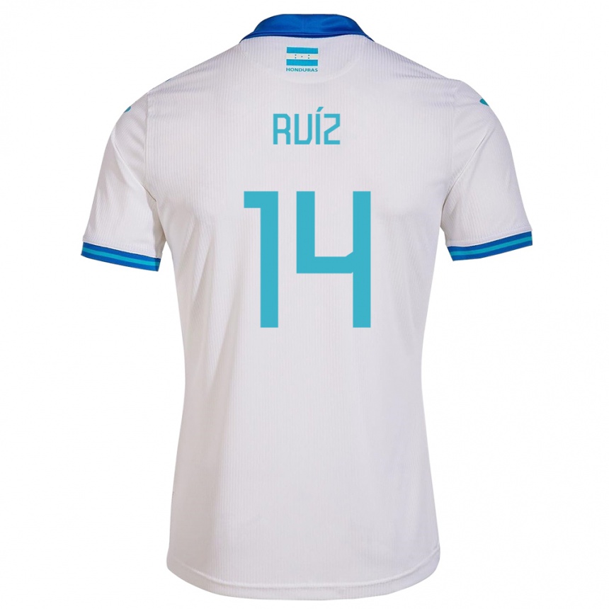 Niño Fútbol Camiseta Honduras David Ruíz #14 Blanco 1ª Equipación 24-26 México